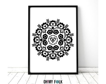 Zwarte Mandala Poster Etsy