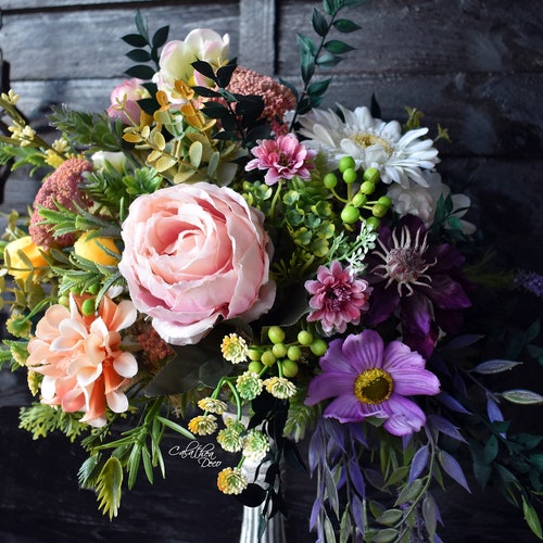 Artificial Flower Arrangement/ Silk Flowers/ Fauxflowers/ Etsy