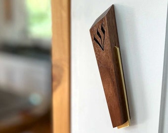 Wood & Brass Mezuzah, L'dor V'dor, Indoor or Outdoor Mezuzah, High End Hand-Crafted Wooden Judaica, Sustainable Jewish Wedding Gift, Home