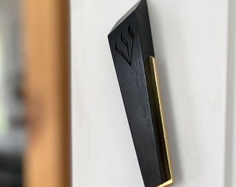 Black Wood & Brass Mezuzah: Handcrafted, Indoor/Outdoor, Windthrow L'dor V'dor Mezuzah