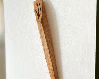 Oak Wooden Mezuzah: Handcrafted, Indoor/Outdoor, Windthrow Ember Mezuzah