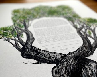 Twisted Trees Hamsa Ketubah: Archival Fine Art Print, Windthrow