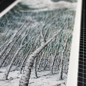 Aspen Winter Ketubah - Snowy Mountains and Aspen Trees Ketubah expertly designed and printed on archival fine art paper, Windthrow Ketubah