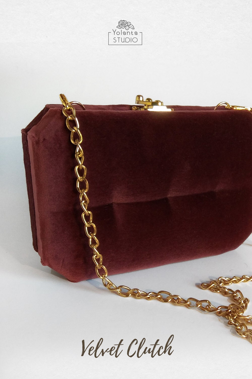 Brown velvet clutch handbag silk autumn handmade prom wedding Etsy