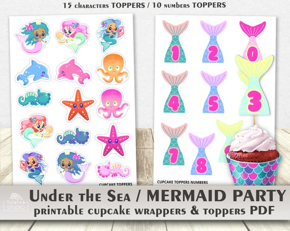 Mermaid Party Printable Cupcake Wrappers And Toppers Octopus Etsy Mermaid Party Printable Cupcake Wrappers And Toppers Octopus Etsy