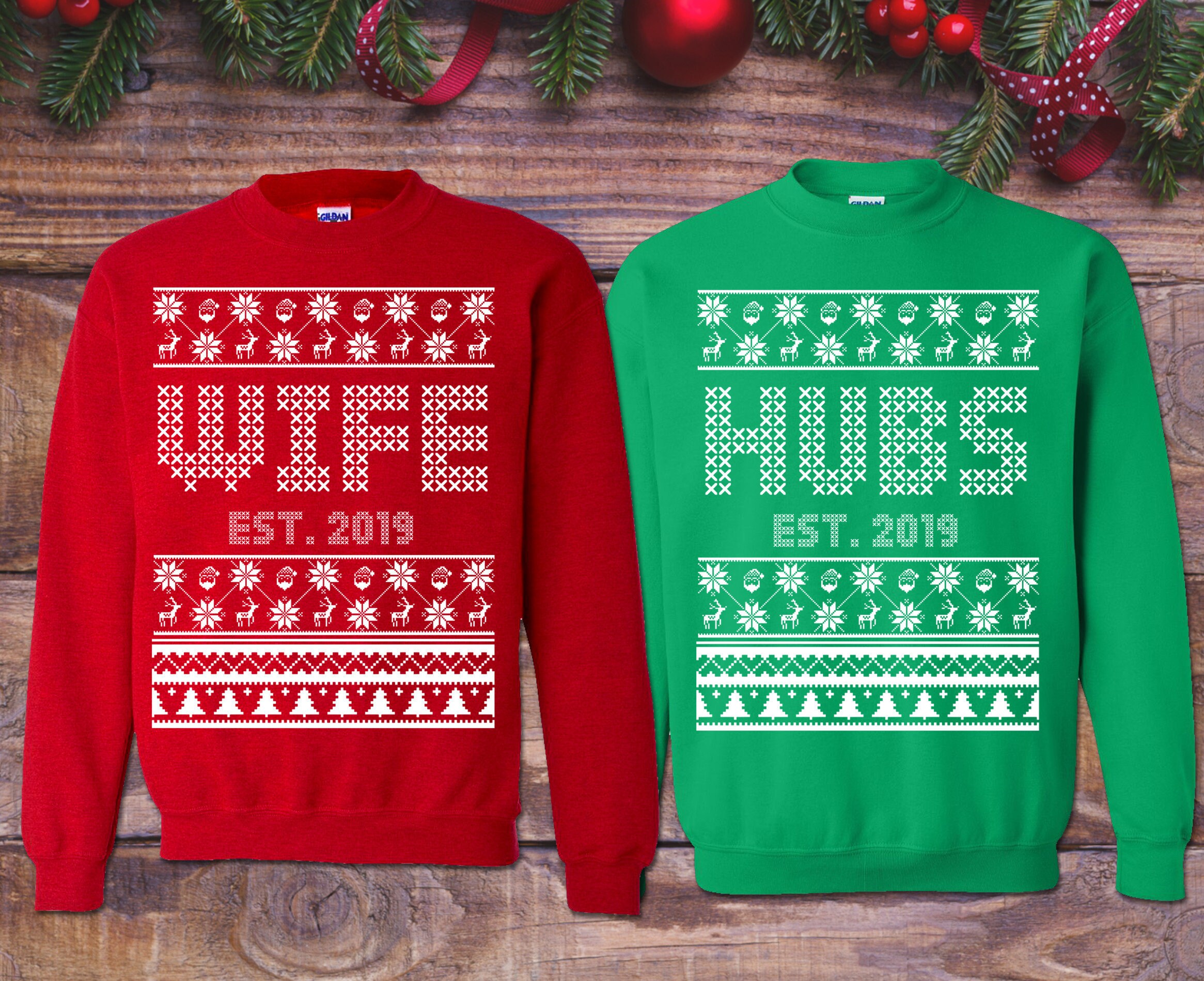 husband and wife christmas sweaters