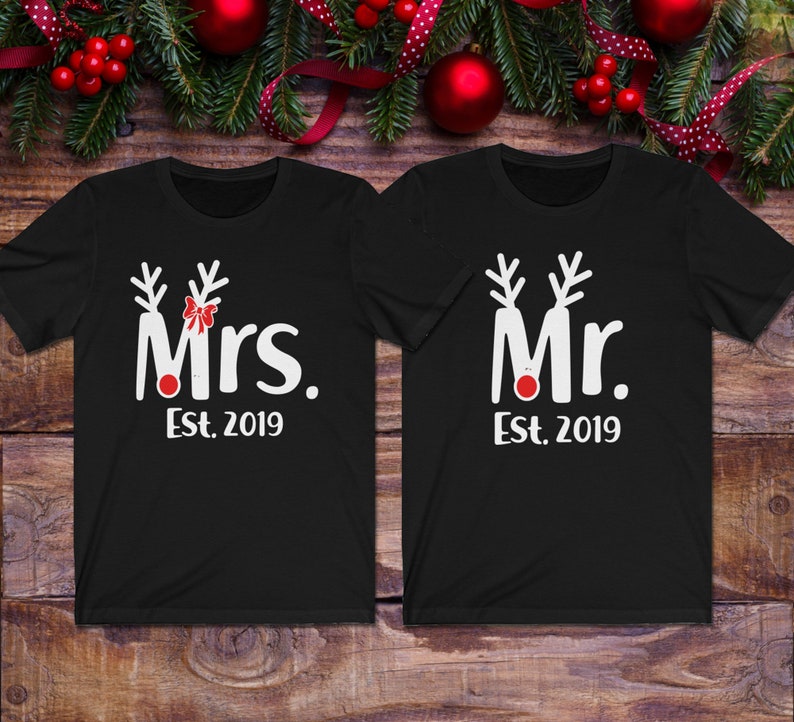 Mr and Mrs Christmas shirts Personalized Our first Christmas Etsy