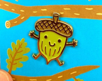 Acorn pin, gold colored