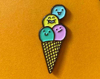 ice cream pin FOUR HAPPY SCOOPS