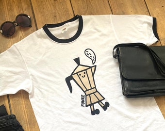 Koffieshirt: Funke Coffee Pot T-Shirt, Hand-Printed Tee
