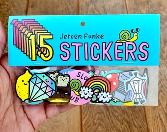 15 STICKERS (holografisch, zilver)