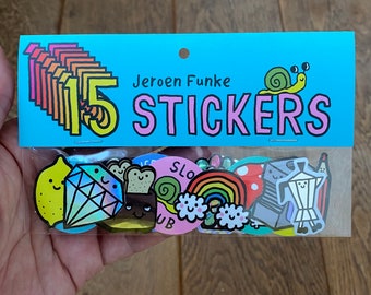 15 STICKERS (holografisch, zilver)