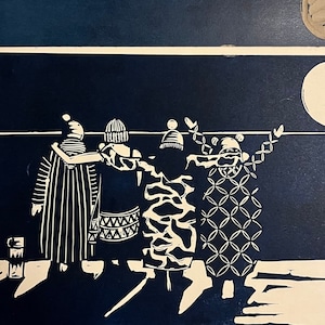Depois do mergulho! Dryrobes linocut selvagem Mulheres nadando Terapia de água fria Feito à mão