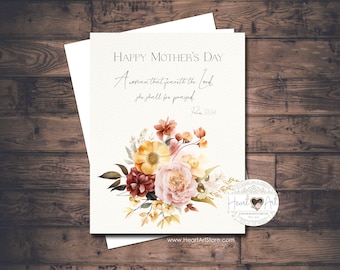 Mother's Day card- Watercolor flowers - Prov. 31:30 - Single or Set of 8 -