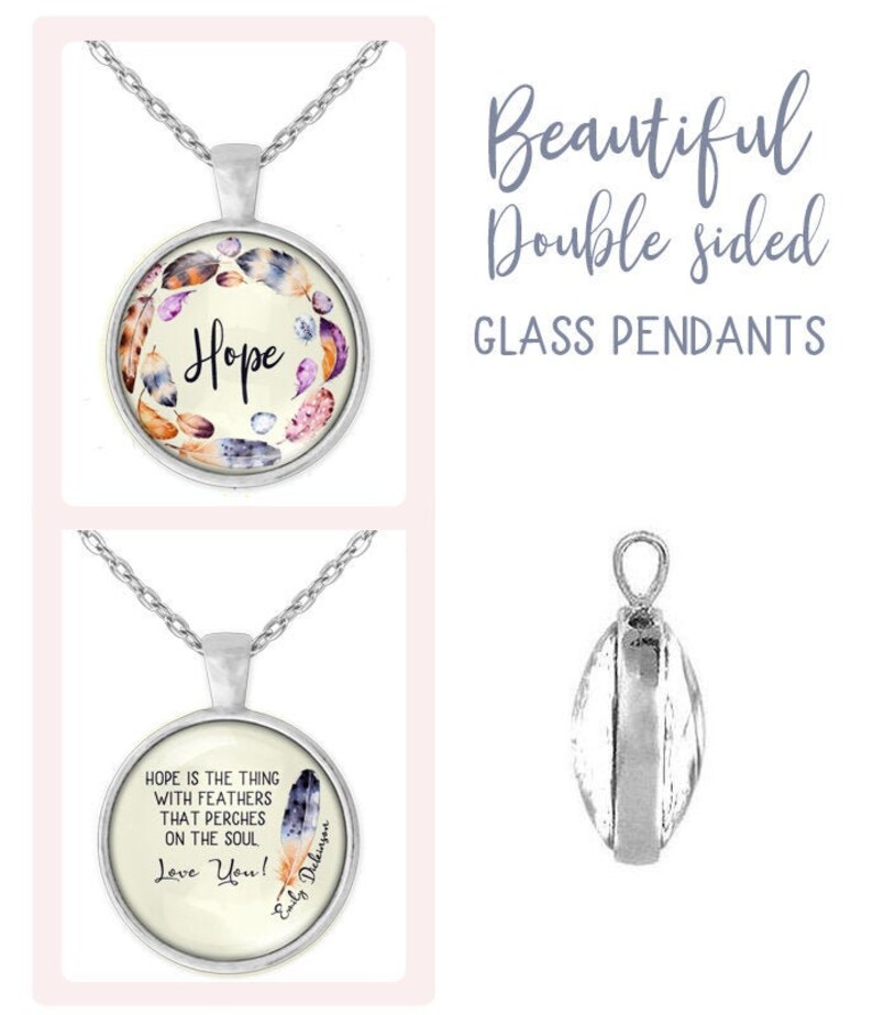 Hope Double sided personalized glass necklace