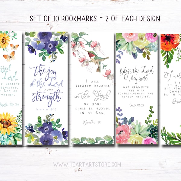 10 Bookmarks- Watercolor verse from the Bible - Encouraging and inspiring-