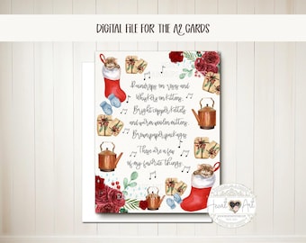 Digital Card- Raindrops on roses- the Sound of music- Favorite things- Watercolor Printable