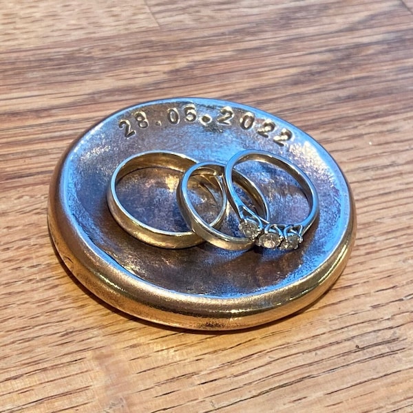 Anniversary ring dish - Forged Bronze, gift wrapped