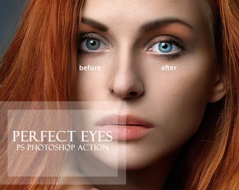 Photoshop action for perfect eyes on photos! Dramatic, sharp, expressive, beautiful eyes on your pictures, easy application!