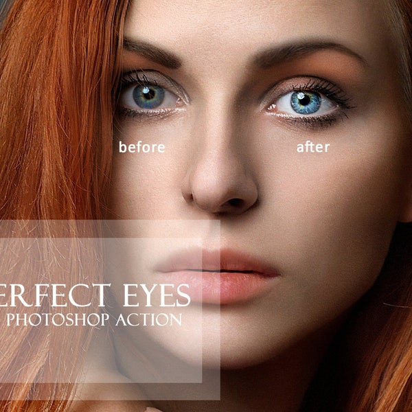Photoshop action for perfect eyes on photos! Dramatic, sharp, expressive, beautiful eyes on your pictures, easy application!