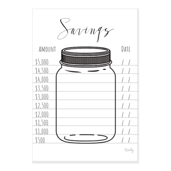 Download Printable Savings Jar Savings Tracker Printable Colorable Etsy