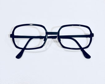 Vintage Mod Black Rectangle Eyeglasses