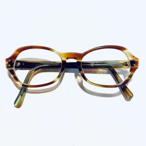 Vintage Mid Century American Optical Brown and Green Tortoise Glasses
