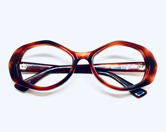 Vintage Mid Century Red Octoganol Eyeglasses