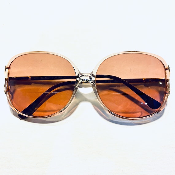 Vintage 80s Transparent Oversized Round Sunglasses - image 1