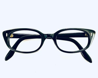 Vintage Mid Century Black Oval Cateye Eyeglasses