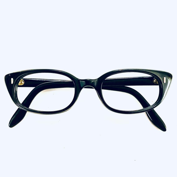 Vintage Mid Century Black Oval Cateye Eyeglasses