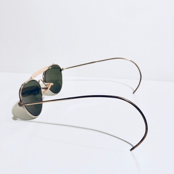 Vintage 80s Goldtone Aviator Shooting Sunglasses - image 2