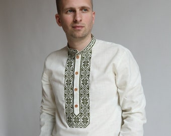 Men's traditional Ukrainian cotton vyshyvanka shirt  , ethnic pattern, Ukrainian t shirt