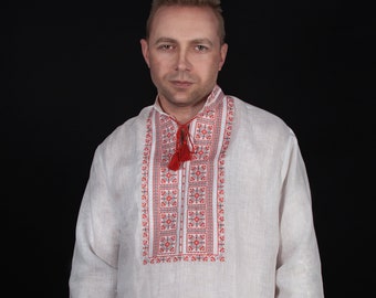 Men's traditional Ukrainian vyshyvanka shirt "Gazda",  ethnic pattern, folk shirt, gift fo him