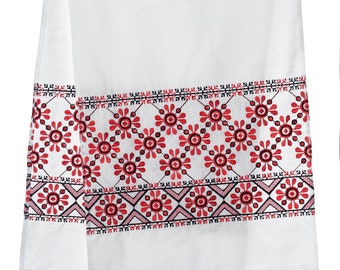 Toalla de lino bordada para boda ucraniana, de junco, "Dos colores" rojo y negro