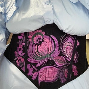 Underbust corset embroidered Ukraine, Vyshyvanka underbust corset ,   Renaissance corset top , Corset belt, Ribits corset, Gift for her