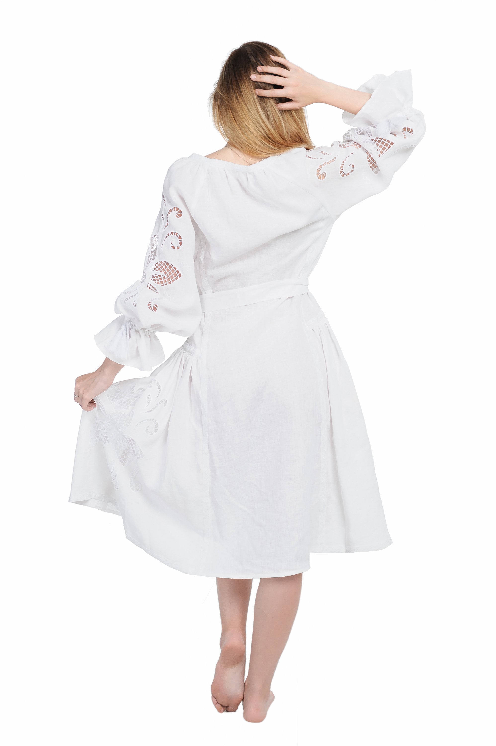 Linen Cutwork Embroidered Maxi Dress: Handmade White Boho Wedding Dress -  Etsy New Zealand