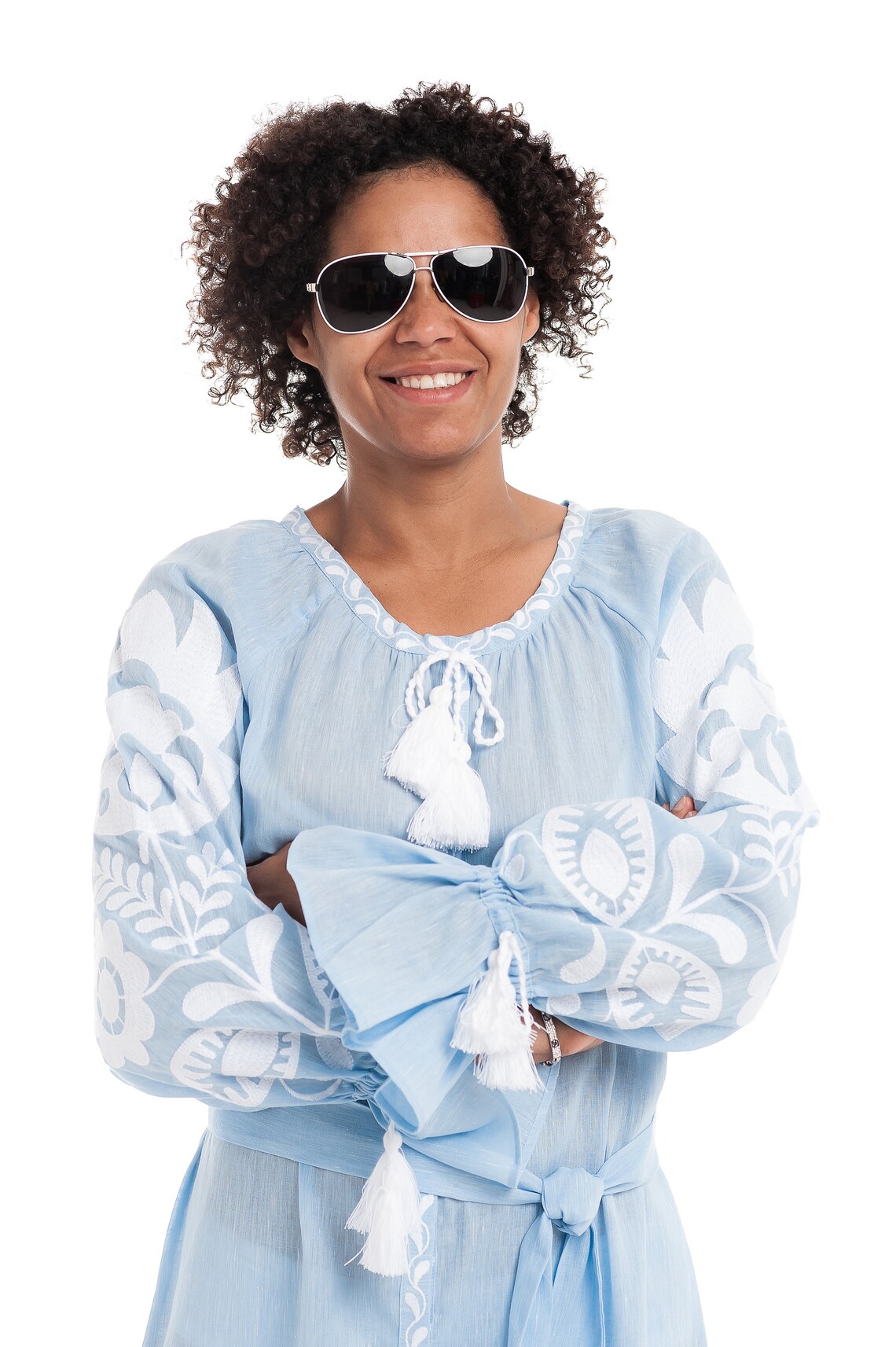 Blue linen embroidered dress Ruzha maxi Ukrainian Etsy Polska