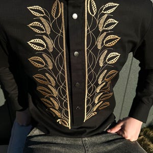 Black men&#39;s traditional Ukrainian vyshyvanka shirt linen, ethnic pattern, black on black embroidery, white on white embroidery, Malyar top