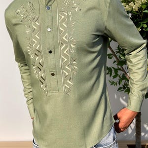 Ukrainian vyshyvanka shirt linen, ethnic pattern, white on white embroidery, Embroidered man shirt, Malyar top,