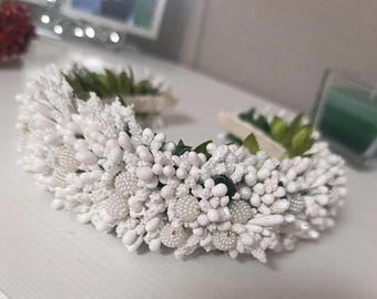 Ukraiński diadem ze sztucznymi kwiatami | Tiara z kwiatów | Kwiaty do włosów | Opaska ślubna | Kwiatowy wianek ślubny w stylu boho | Prezent dla niej
