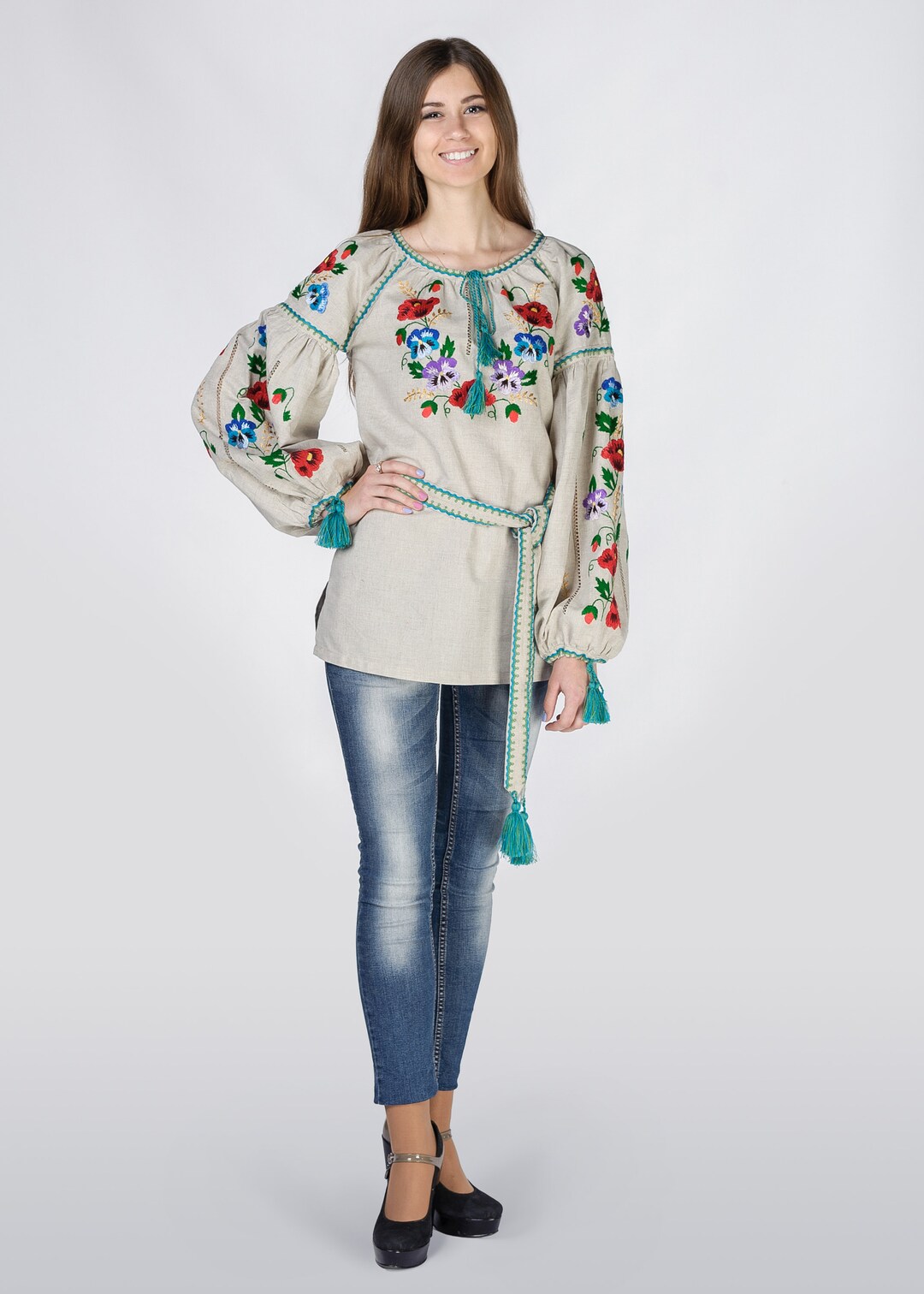 Andina Hand Embroidered Linen Tunic