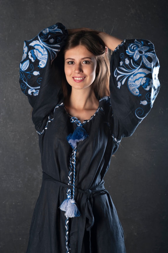 mexican embroidered maternity dress Chilac Embroidered Mexican Long Dress