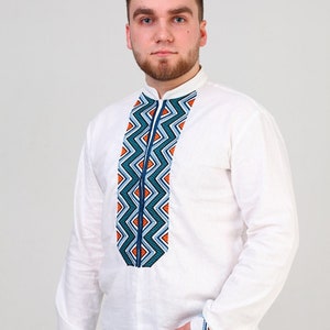 Men's Traditional Ukrainian Linen Vyshyvanka Shirt Black, Ethnic ...