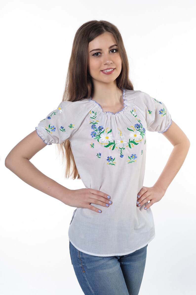 Batiste embroidered blouse Daisies&knapweeds Etsy