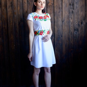 Ukraine vyshyvanka wedding dress Firebloss, Ukrainian chiffon sleeves linen dress, gift for women, light summer dress image 3
