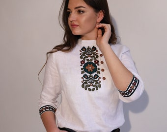 Cotton embroidered blouse, Ukrainian traditional vyshyvanka, Ukranian ethnic pattern, gift for her, vyshyvanka blouse kyiv