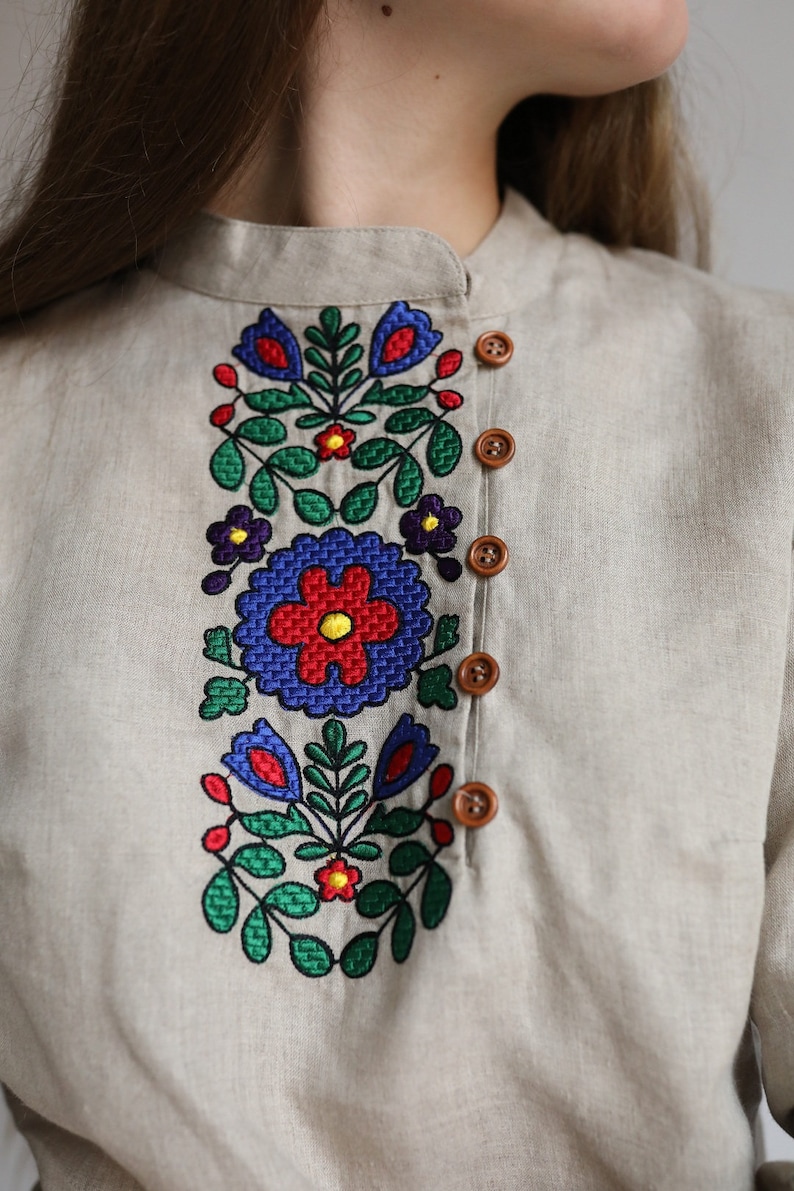 Cotton Embroidered Blouse Ukrainian Traditional Vyshyvanka Etsy