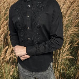 Ukrainian vyshyvanka shirt linen, ethnic pattern, white on white embroidery, Embroidered man shirt, Malyar top,