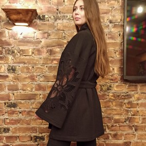 RED CUTWORK JACKET SET WITH PANTS main image 0